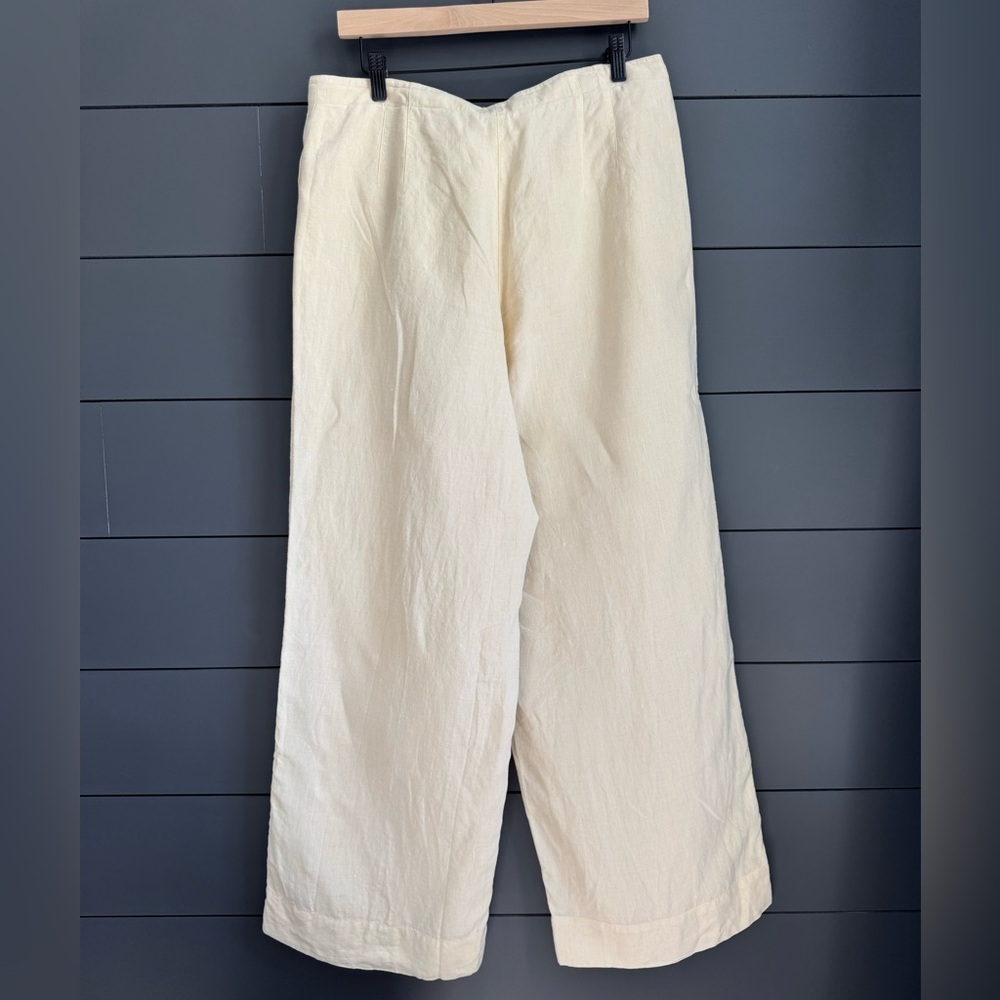 J. Jill Ivory Wide Leg Linen-Blend Pants - Picture 3 of 10